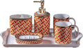 Vanity Bathroom Decor, Soap Dispenser Bottle Bathroom Accessories Set Ceramic European Vintage Bathroom Accessories Home Decor Housewarming Gift(B)