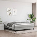 Box Spring Bed Frame Light Gray King Fabric Durable Breathable with Sturdy Legs and Plywood Slats for Stability and Support, 4-Piece Set, US Only