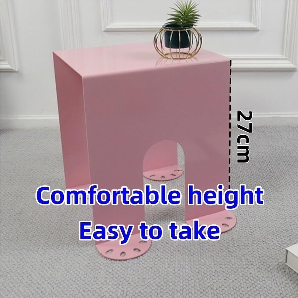 Cold-Rolled Plate Side Table, Modern Shoe Changing Bench, Square Coffee Table, Multifunctional Corner Table for Bedroom, Living Room, Entryway(Green)