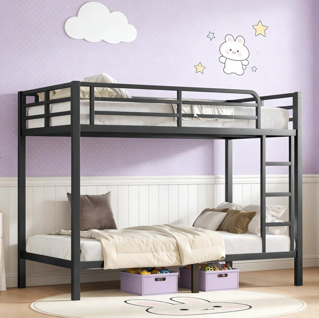 Bellemave Twin XL Over Twin XL Bunk Beds, Heavy Duty Metal Bunk Bed Frame for Kids, Adults, Black