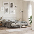 White Steel King Size Bed Frame with Headboard and Footboard, Durable Rectangular Design for Bedroom, 4-Piece Set, Minimalist Aesthetic, Easy Assembly, Underbed Storage