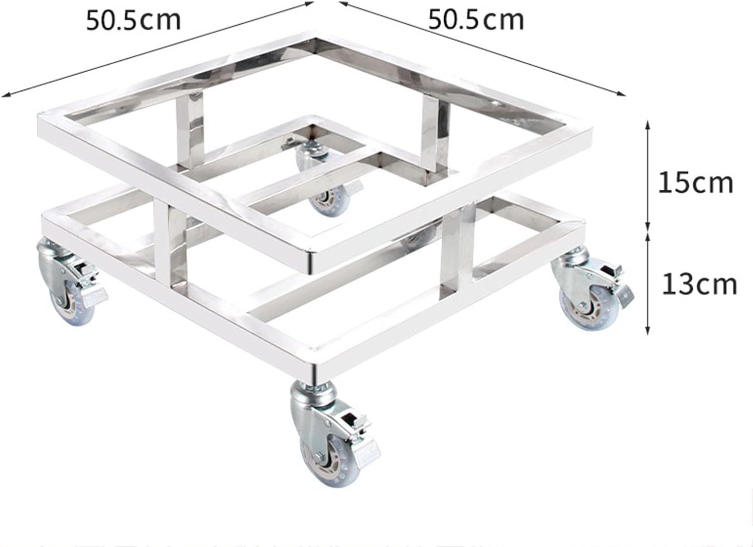 Heavy-Duty Dolly Cart with Stainless Steel Base & Wheels - Ideal for Plant Pots, Fryer Grease Buckets, Car Wash Supplies, and Home Use - Durable Rolling Platform