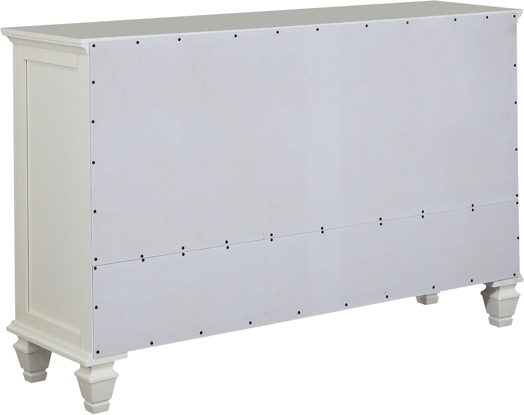 Coaster Home Furnishings Sandy Beach Coastal 4-Piece Bedroom Set California King Size Panel Bed Frame 63-inch Headboard Cream White 201301KWN-S4