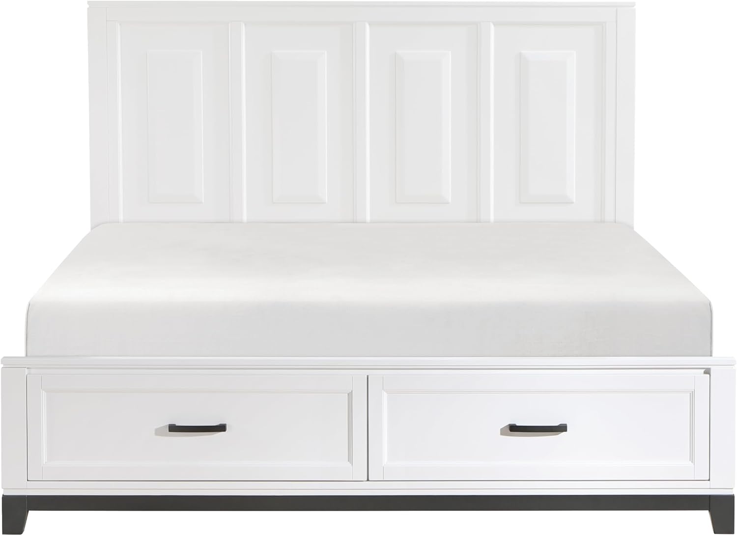 Transitional Bedroom California King Size 4-Pieces Set Platform Bed Footboard Drawers White Finish Furniture