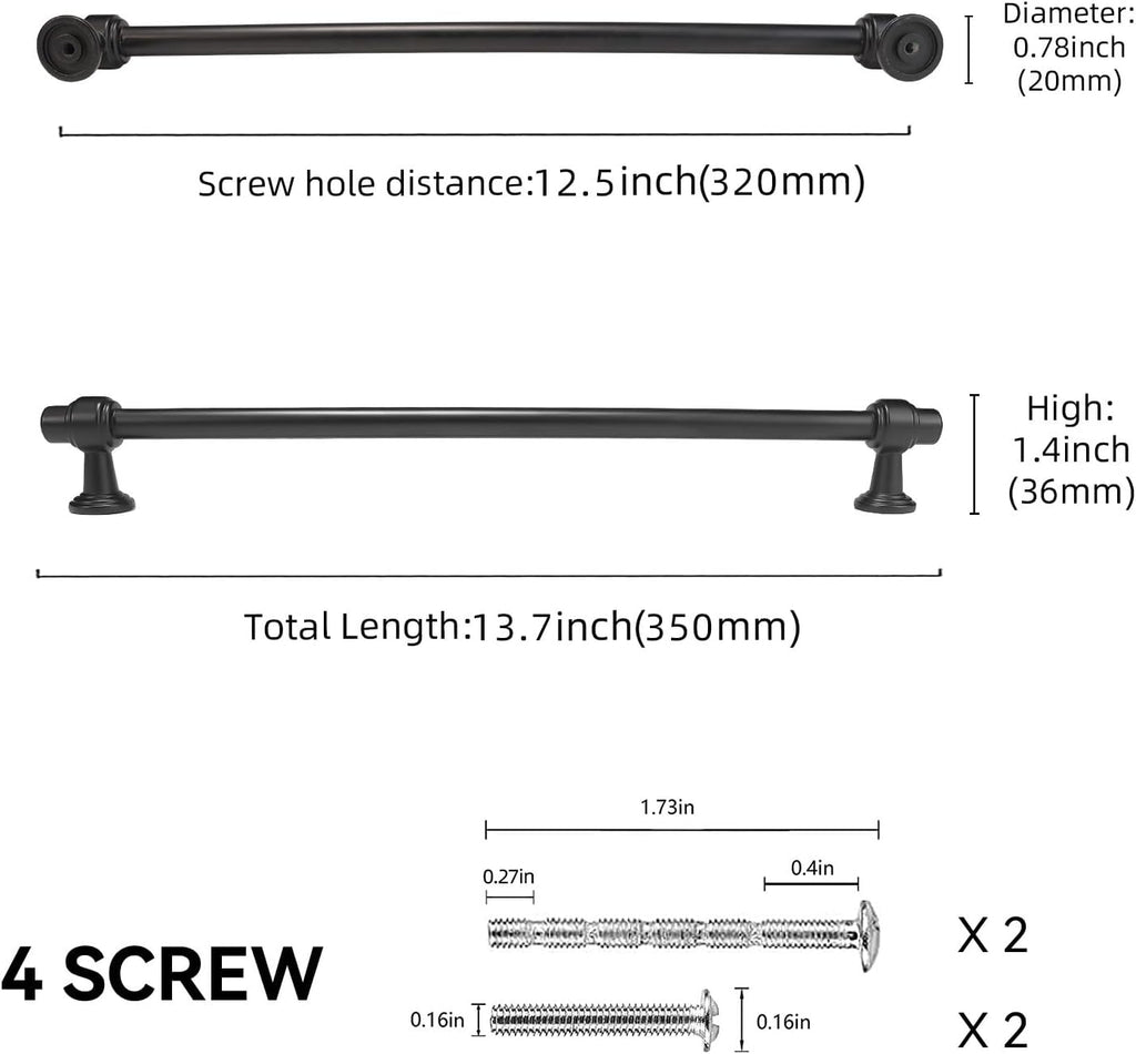 10 Pack 12-3/5 inch(320mm) Matte Black Kitchen Cabinet Handles Cabinet Pulls Black Drawer Pulls Kitchen Cabinet Hardware Handles Drawer Pulls Dresser Handles