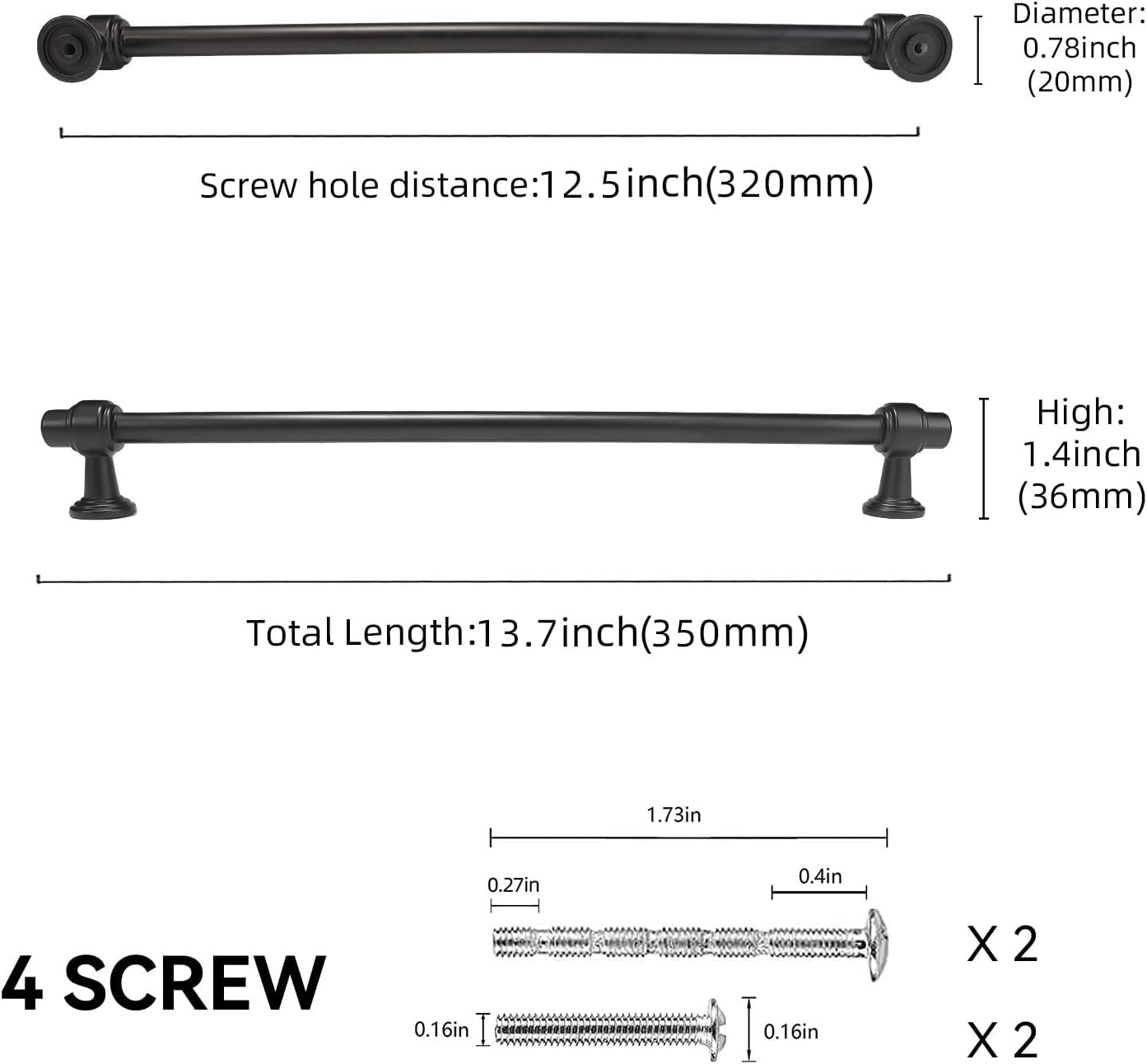 10 Pack 12-3/5 inch(320mm) Matte Black Kitchen Cabinet Handles Cabinet Pulls Black Drawer Pulls Kitchen Cabinet Hardware Handles Drawer Pulls Dresser Handles
