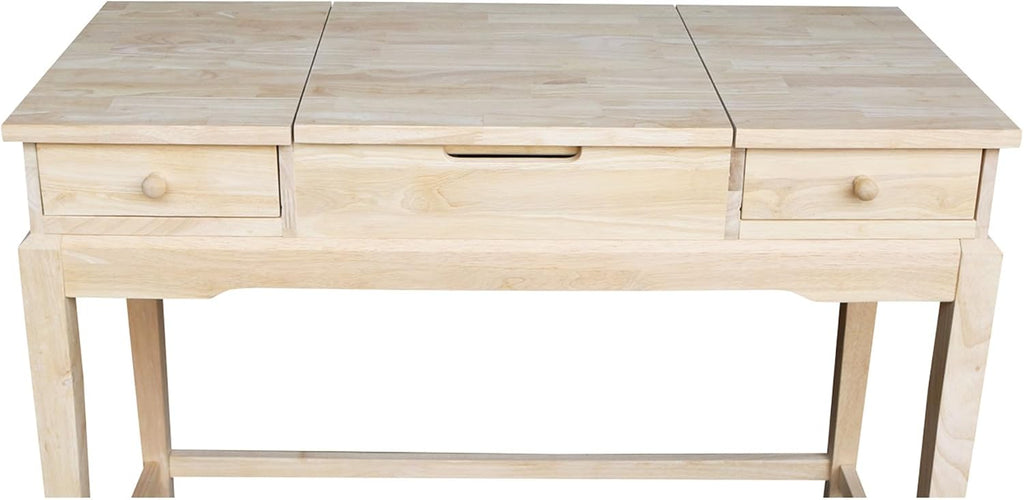 Solid Wood Vanity Table, Unfinished