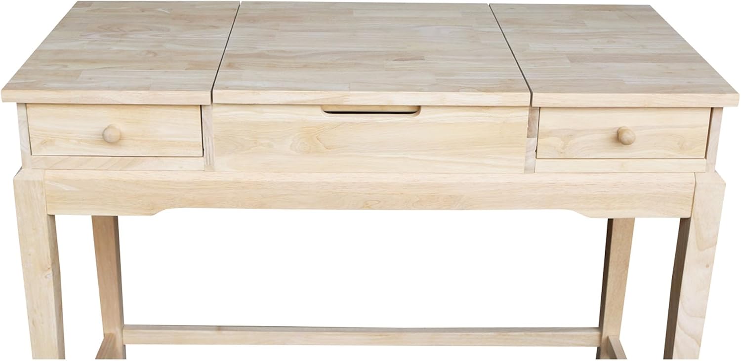 Solid Wood Vanity Table, Unfinished