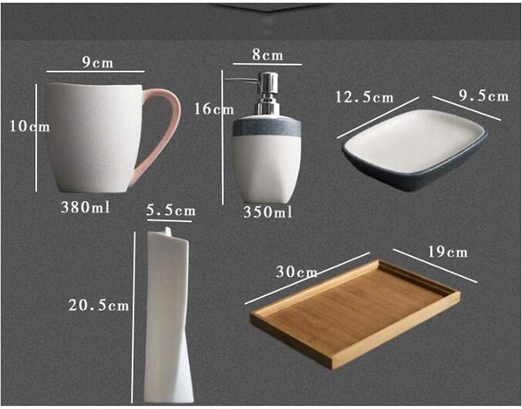 Vanity Bathroom Decor, 6-Piece Ceramic Bathroom Accessories Set Tumbler Soap Dish Tray Vase Soap Dispenser Set Housewarming Gift