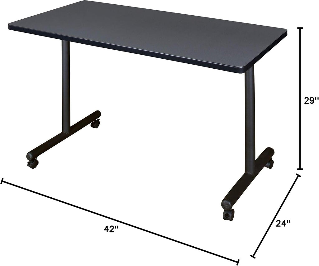 Regency Kobe 42 x 24 in. Mobile T-Base Training Seminar Table- Grey