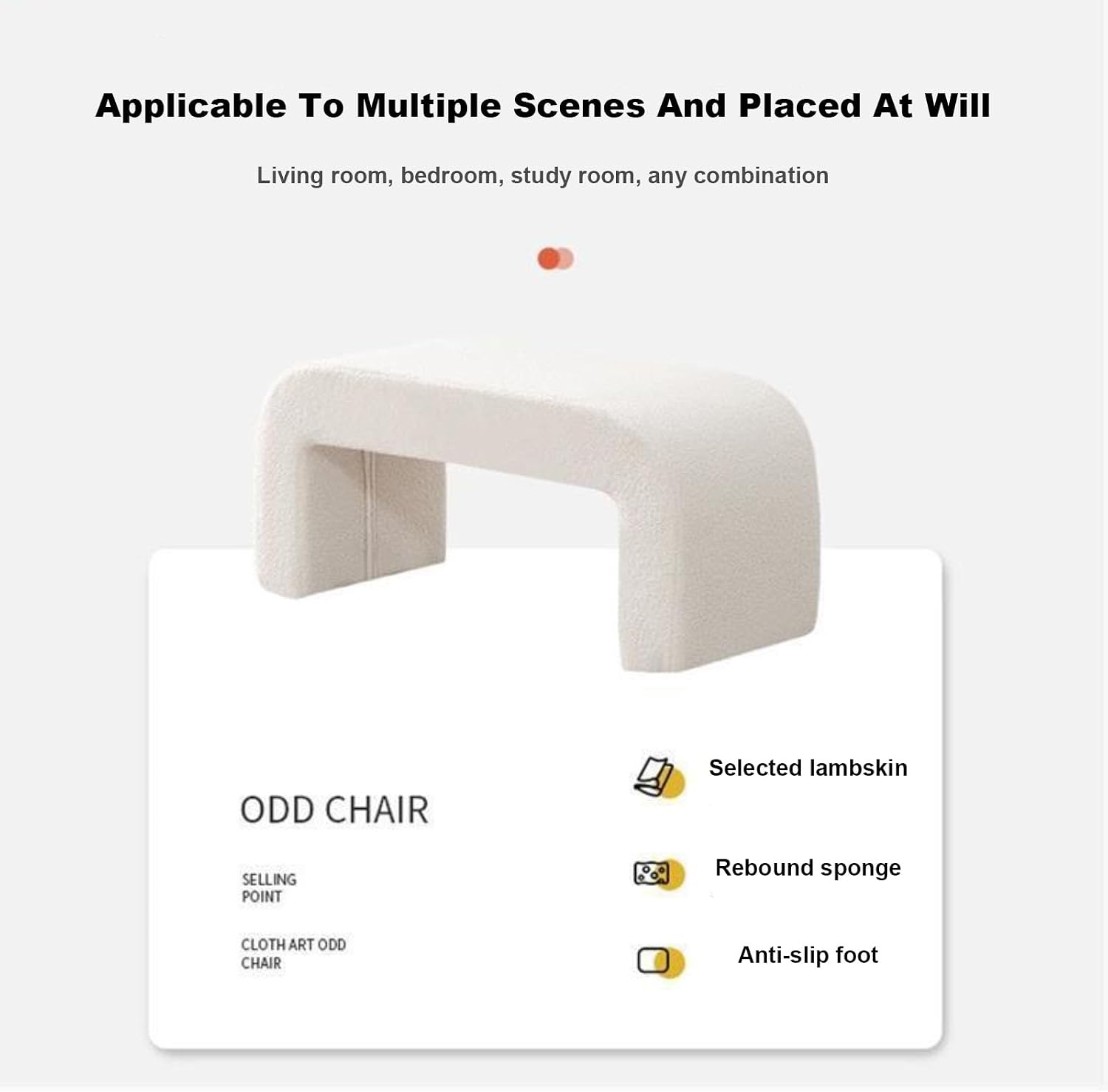 Cream White,Small, Fuzzy Sherpa Upholstered Ottoman Bench, Ottoman Bench End of Bed, Modern Upholstered Bench, Modern Fabric Arched Bench, Vanity Bench Stools for Living Room Bedroom Entryway