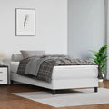 White Faux Leather Twin Bed Frame with Plywood Construction for Modern Bedroom Decor and Durable Support