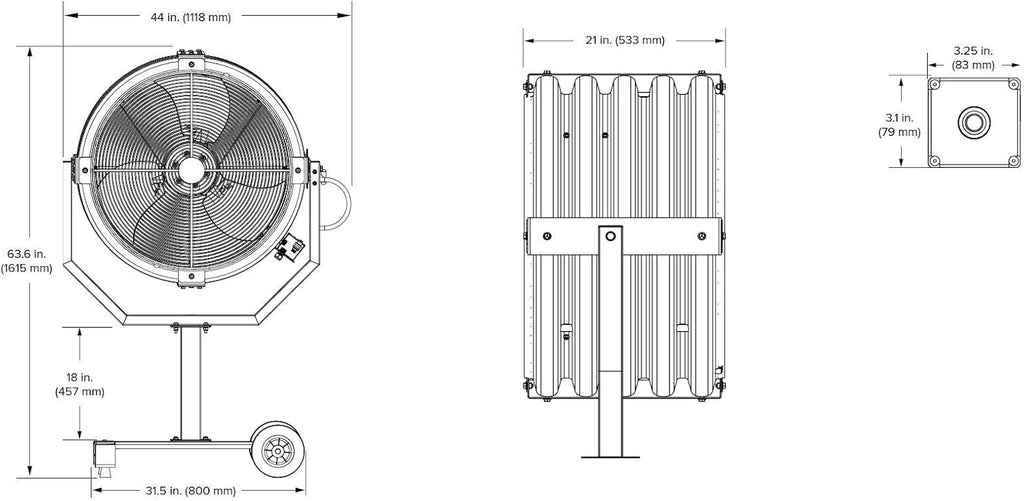 Big Ass Fans - Yellow Jacket, 30' Indoor/Outdoor Mobile Fan, Portable Base Included with 18 inch Pedestal, Onboard Variable Speed Control, Yellow and Black