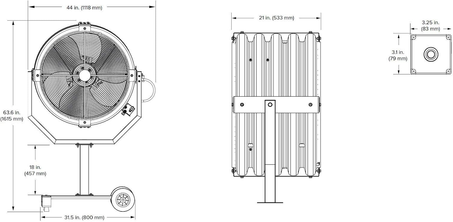 Big Ass Fans - Yellow Jacket, 30' Indoor/Outdoor Mobile Fan, Portable Base Included with 18 inch Pedestal, Onboard Variable Speed Control, Yellow and Black
