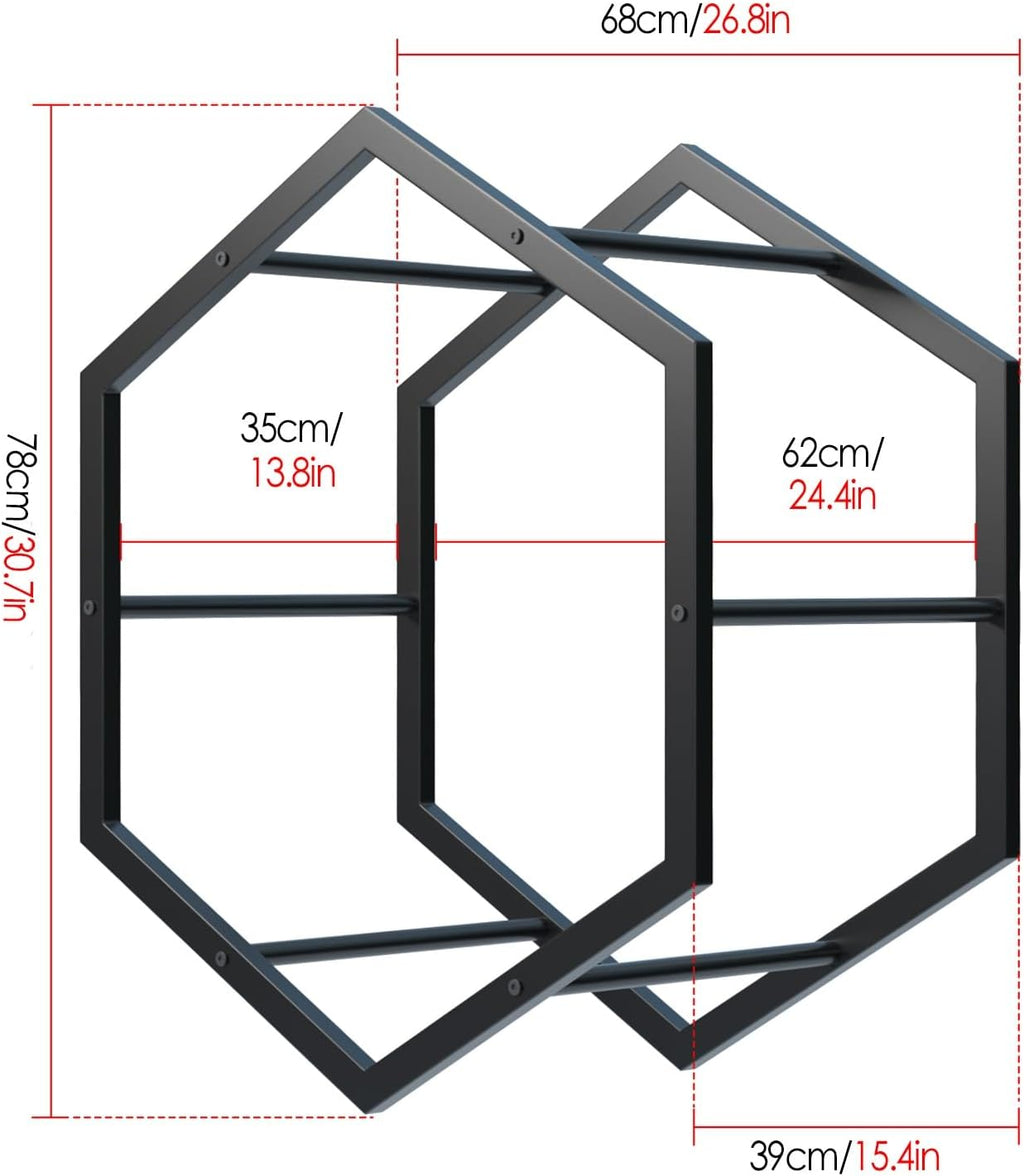 Hexagon Rim Tire Storage Tire Rack, Wall Tyre Display Holder for Garage Storeroom Car Dealerships, Triangle Iron Base Spare Tire Equipment Shelf -2+1