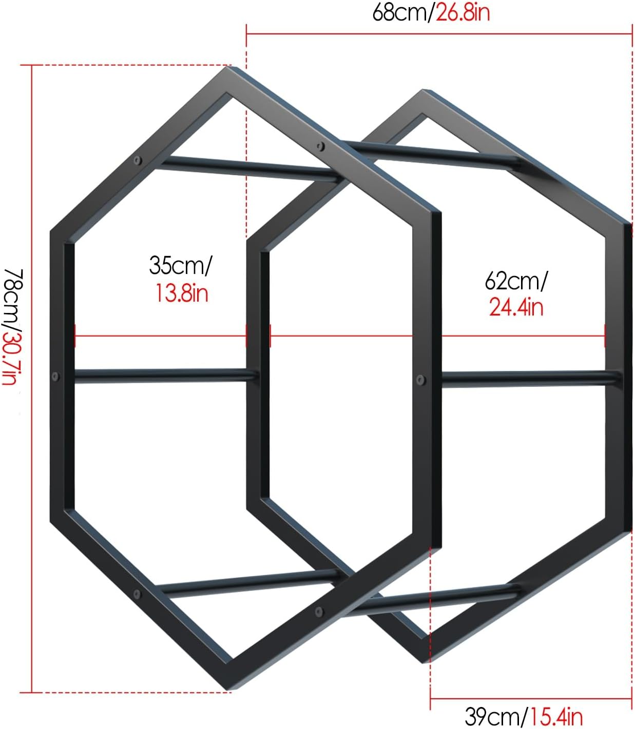 Hexagon Rim Tire Storage Tire Rack, Wall Tyre Display Holder for Garage Storeroom Car Dealerships, Triangle Iron Base Spare Tire Equipment Shelf -2+1