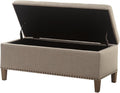 Madison Park Entryway Accent Bench for Living Room Flip Top Storage Bench Ottoman, Nailhead Trim, Tufted Padded Top, Modern Bed End Bench for Bedroom Storage Chest, Indoor Seating, 42'Wide, Light Grey