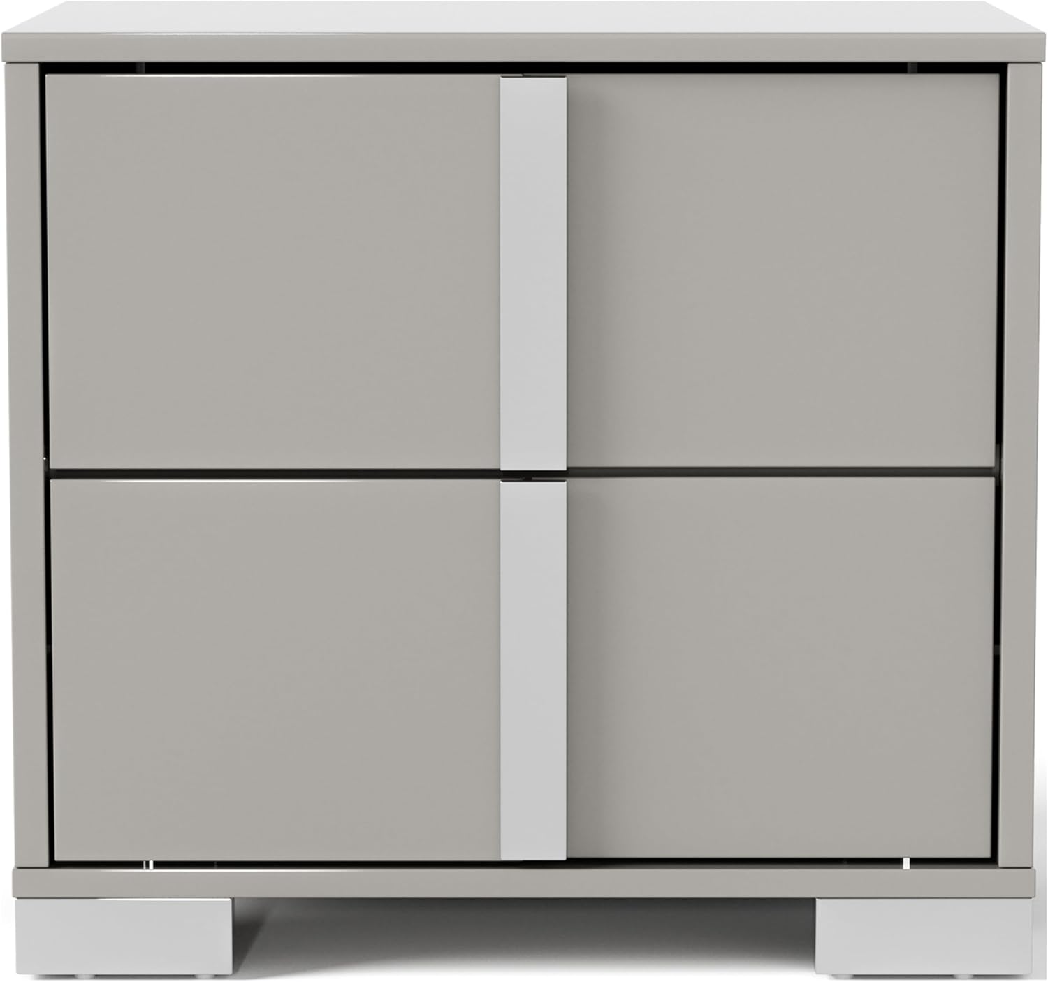 Furniture of America Alistair Modern Wood 2-Piece Bedroom Set with LED on Headboard Bed, Ball-Bearing Glides, Vertical Chrome Handles on Nightstand, Box Spring Required, King, Light Taupe