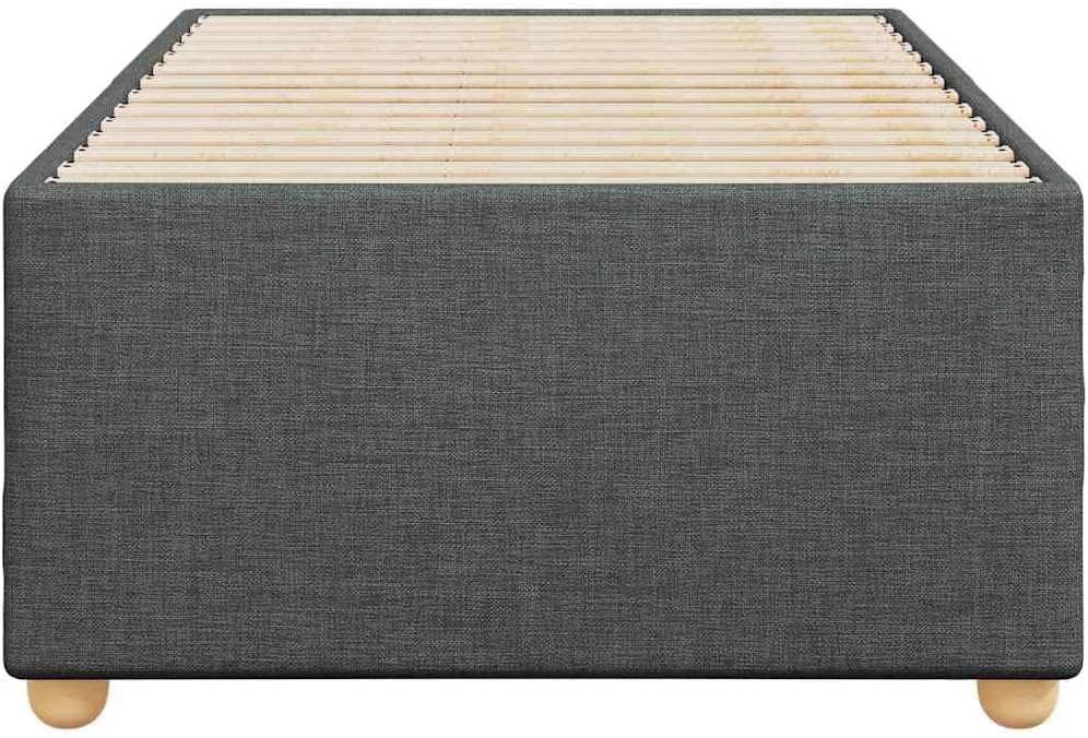 Twin XL Bed Frame Dark Grey 100% Polyester Plywood Engineered Wood Modern Upholstered Platform with Built-in Slats for Mattress Support