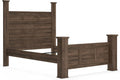 Signature Design by Ashley Juararo Casual Queen Poster Bed with Metal Slats, Foundation or Box Spring Needed, Dark Brown