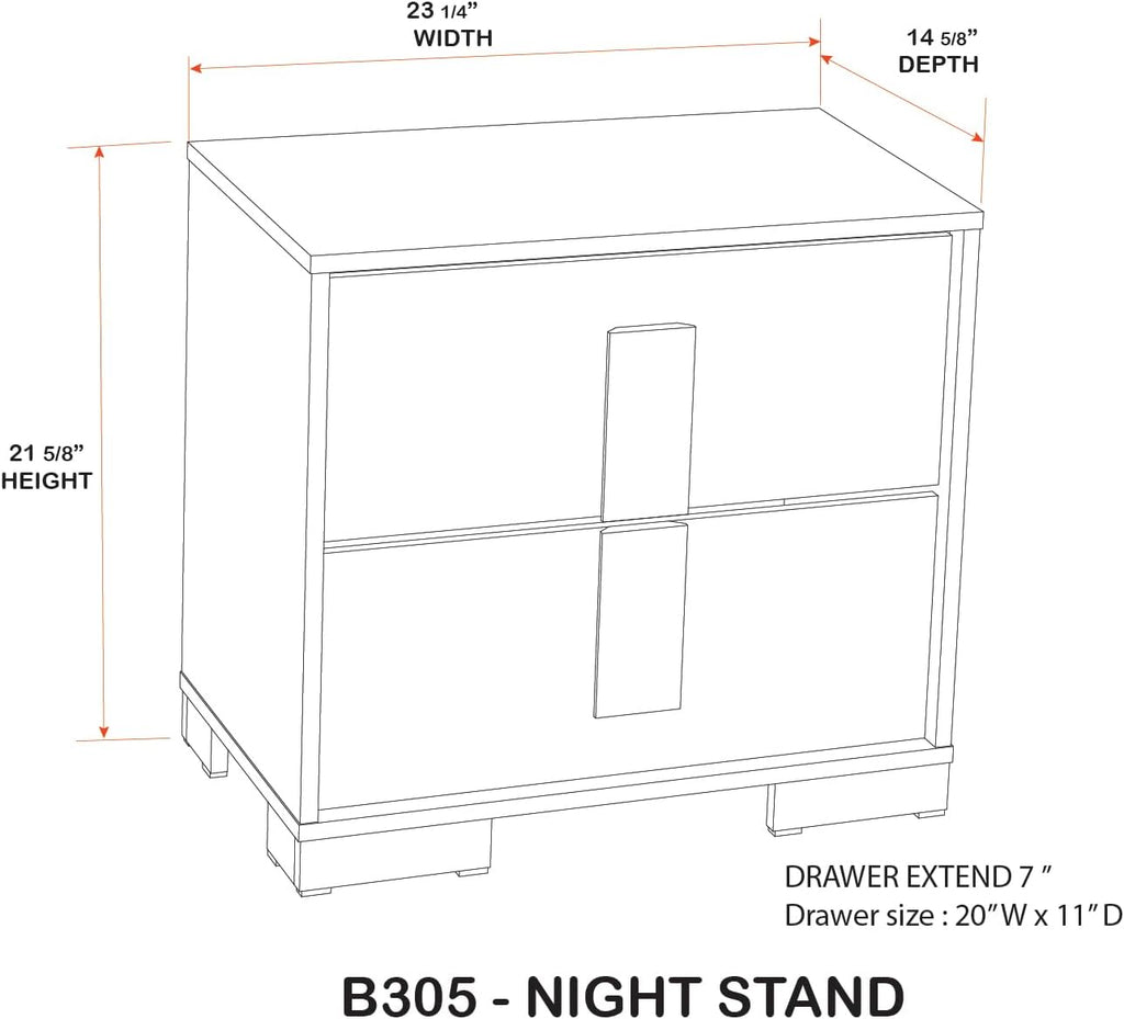 Kings Brand Furniture Boone 2-Piece Bedroom Set – Bed Frame with LED Headboard & 1 Nightstand, Natural/White Wood Finish, Slim-Profile Modern Design (King)