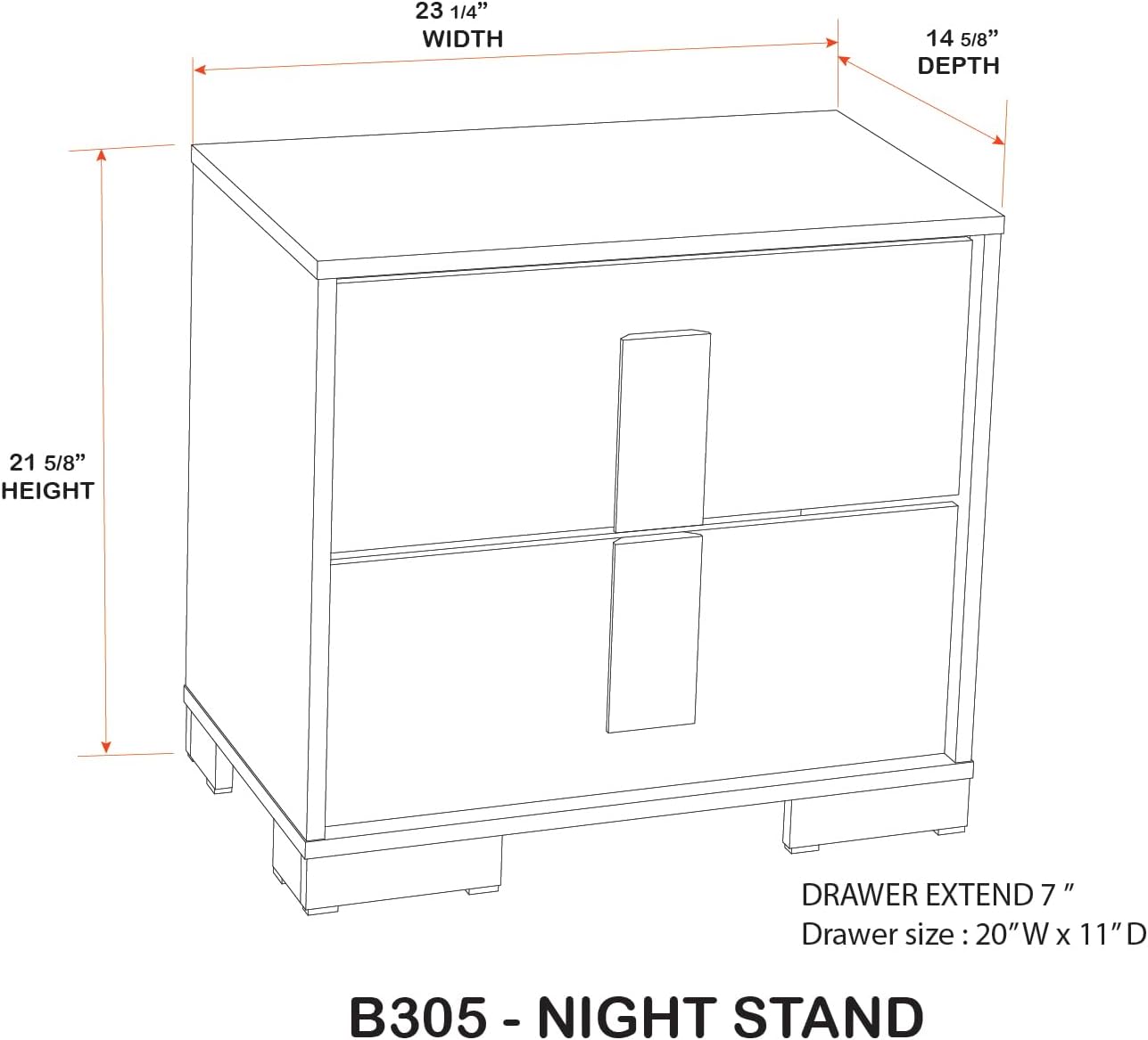Kings Brand Furniture Boone 3-Piece Bedroom Set – Bed Frame with LED Headboard & 2 Nightstands, Natural/White Wood Finish, Slim-Profile Modern Design (Queen)