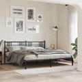 King Size Metal Bed Frame with Headboard Black 76'x79.9' Sturdy Steel Platform Bed Frame with Underbed Storage Space for Bedroom Furniture