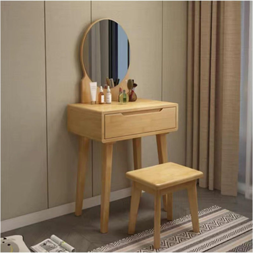 Makeup Desk，Dressing Table Set，Cabinets Vanity Table for Storing Items，with Mirror and Drawers Vanity Table Makeup Desk，Convient Pour La Chambre Et Le Salon.(Wood,Ordinary_60CM)