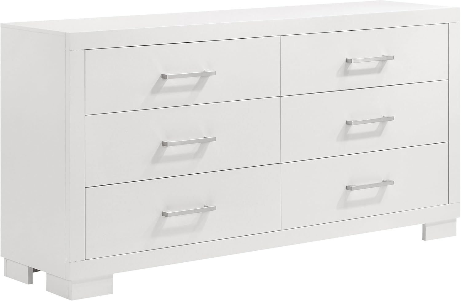 Coaster Home Furnishings Jessica Contemporary 4-Piece Bedroom Set Queen Size LED Panel Bed Frame 43-inch Headboard Snow White 202990Q-S4