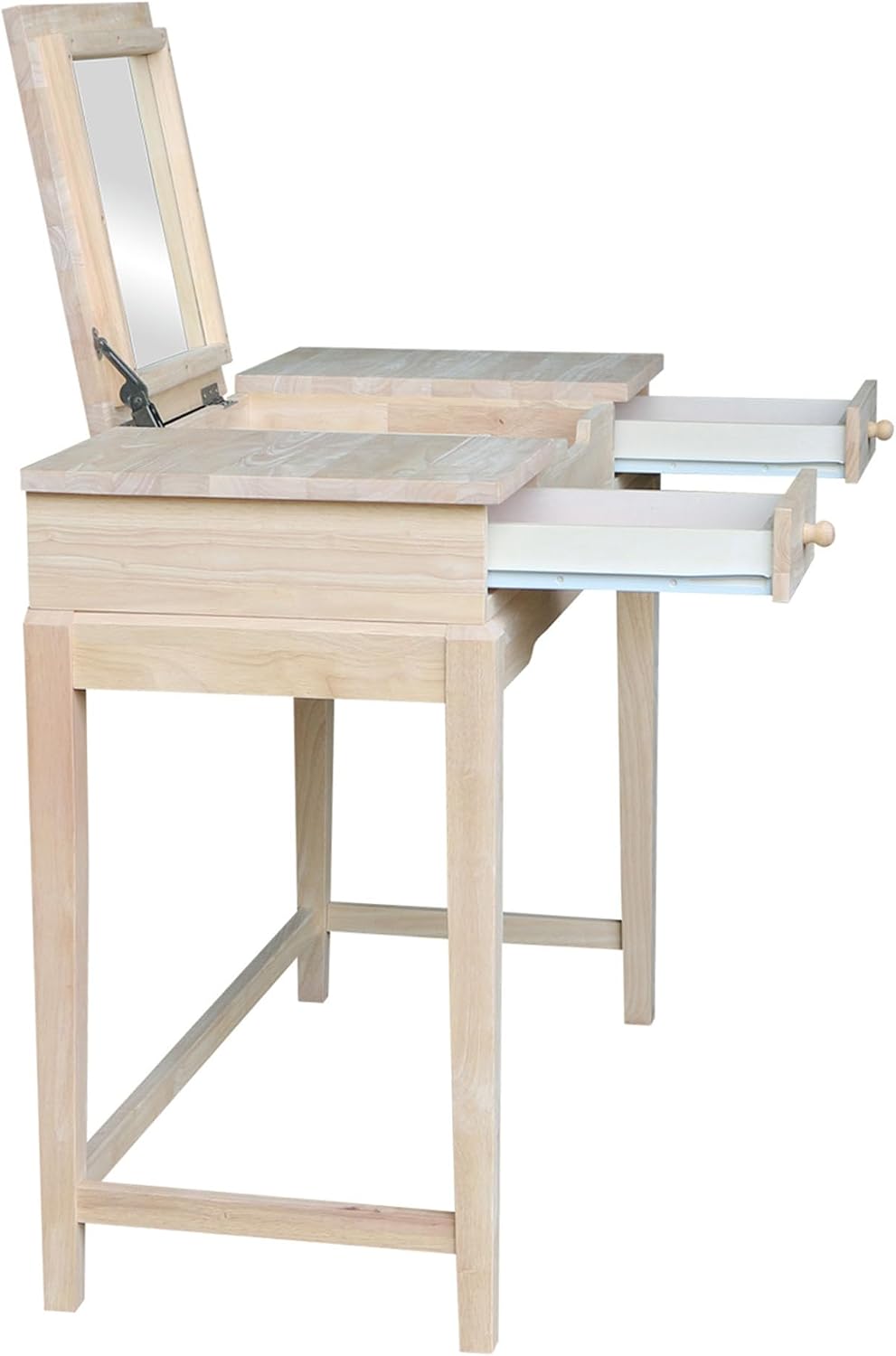 Solid Wood Vanity Table, Unfinished
