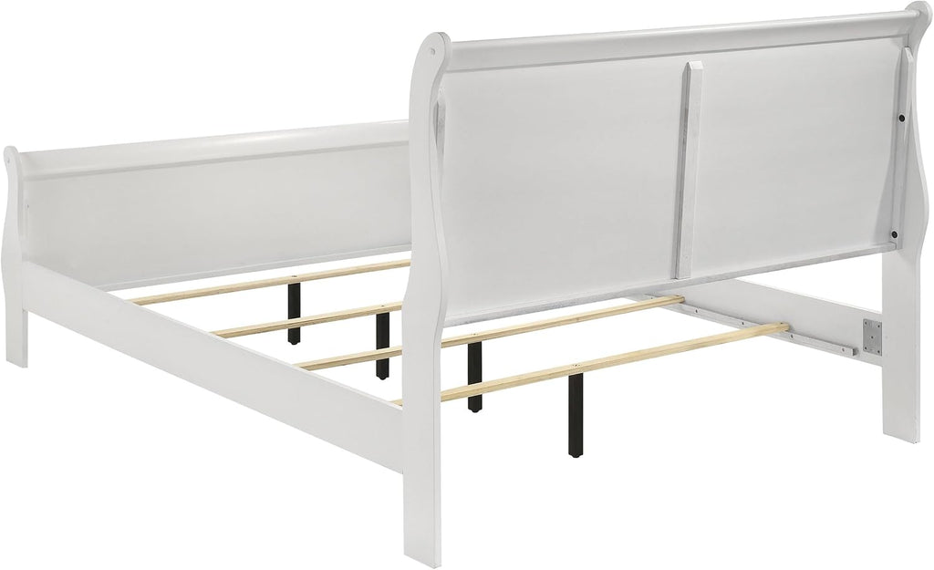Coaster Home Furnishings Louis Philippe Traditional 4-Piece Bedroom Set Eastern King Size Sleigh Bed Frame 47-inch Headboard White 202441KE-S4
