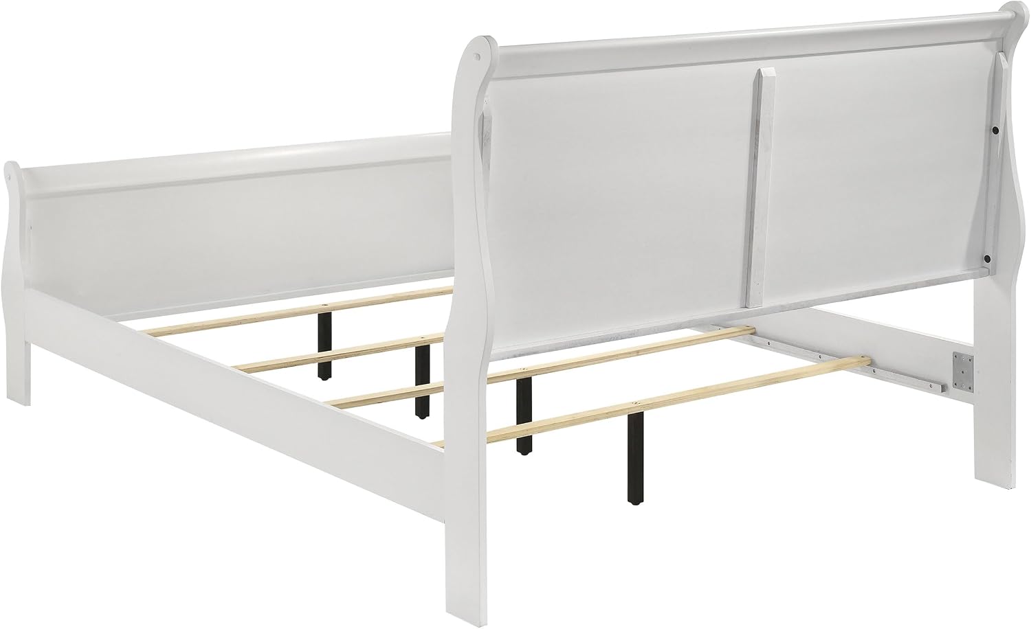 Coaster Home Furnishings Louis Philippe Traditional 4-Piece Bedroom Set Eastern King Size Sleigh Bed Frame 47-inch Headboard White 202441KE-S4