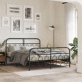 Queen Bed Frame Steel Platform Bed with Footboard Black 59.1'x78.7' Sturdy Metal Frame Underbed Storage Space for Bedroom Guest Room Furniture