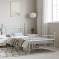 Twin Size Metal Bed Frame White Powder-Coated Steel Platform Design Sturdy Space Saving for Bedroom Furniture