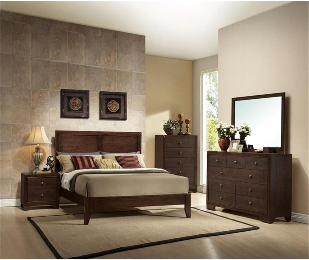 Acme Madison King Wooden Panel Bed in Espresso