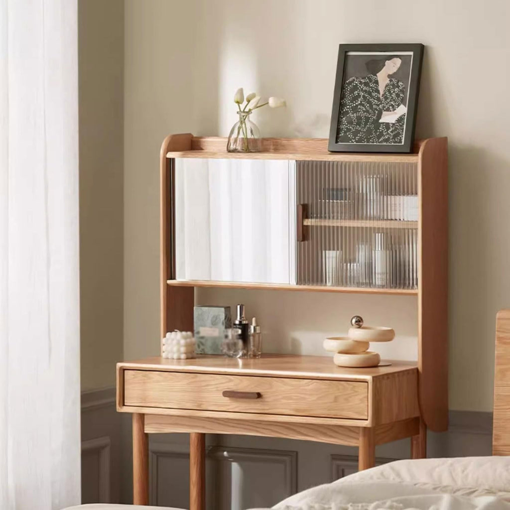Vanity Desk Small Apartment Solid Wood Dressing Table Multi-Functional Dressing Table with Makeup Mirror Bedroom Workbench Tocadores para Habitación