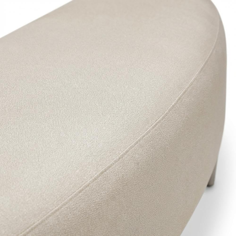 Michael Amini Eclipse Blue Bed Bench Solid & Manufactured Wood Frame Upholstered Ivory Polyester Seat Poplar Wood Base Comfortable Seating for Bedroom or Entryway