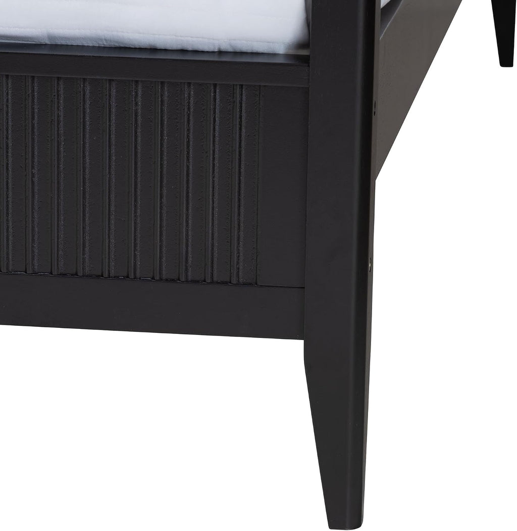 Baxton Studio Primrose Black Wood King Size 4-Piece Canopy Bedroom Set