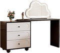 Vanity Desk Table with 3 Color Lighted Cloud-Shaped Smart Makeup Mirror, Corner Dresser Wide Tabletop with Retractable Design, Drawers Chest Installed Left or Right(White,W/o CHR,23.6in)