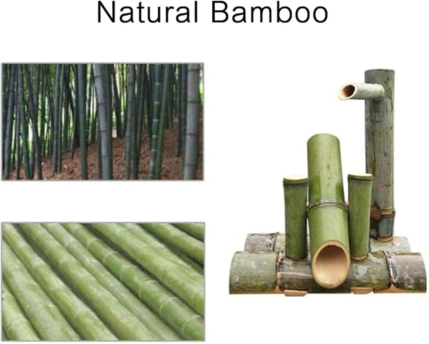 Solar Bamboo Fountain Kit, Handmade Freestanding Zen Water Feature, Feng Shui Circulation Fountain for Patio, Garden, Backyard, Lawn, Pond, Yard, Outdoor Landscape Decor