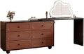 Vanity Desk Table with 3 Color Lighted Cloud-Shaped Smart Makeup Mirror, Corner Dresser Wide Tabletop with Retractable Design, Drawers Chest Installed Left or Right(Walnut,W/o CHR,47.2in)