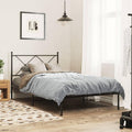 Metal Bed Frame with Headboard Black 39.4'x78.7' Queen/Twin Size Platform Bedframe Steel Construction Underbed Storage Space for Bedroom Furniture