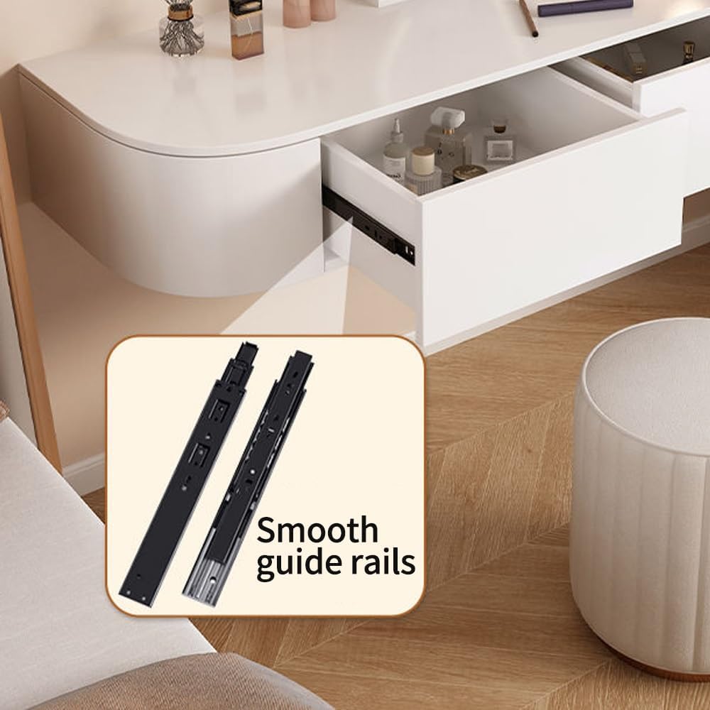 Wall Mounted Makeup Vanity with Drawers, Floating Vanity Makeup Table, Space-Saving Floating Desk, Corner Vanity Desk, Floating Dressing Table(39.4in/100cm)