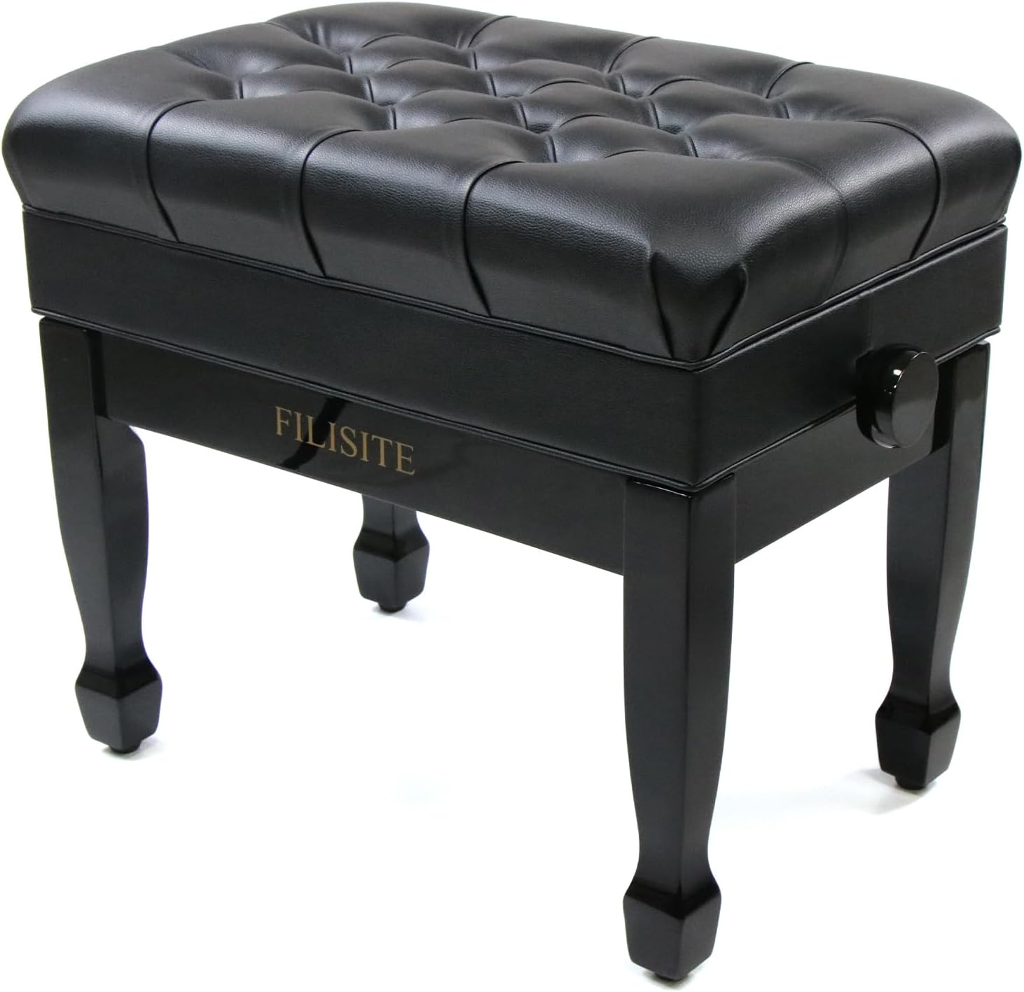 Adjustable Height Piano Bench with Storage, Heavy Duty Solid Wood Piano Stool Keyboard Bench with PU Leather Padded Cushion(Black)