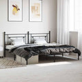 Metal Bed Frame with Headboard Black 76'x79.9' King Platform Steel Bedframe with Underbed Storage Space for Bedroom Furniture