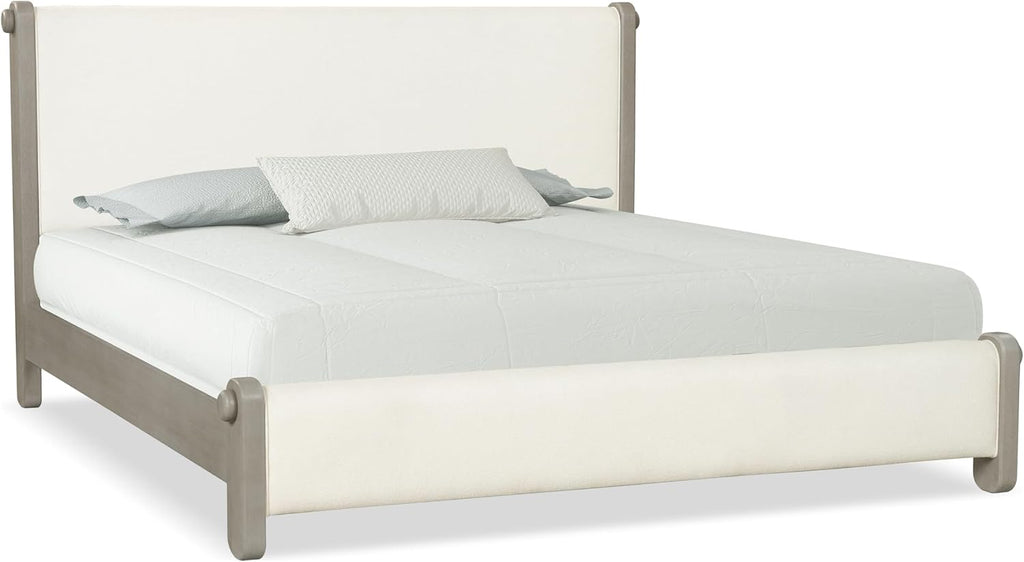 Furniture of America Nainsted Modern Wood 3-Piece Bedroom Set with Padded Headboard, USB Chargers on Nightstand, Metal Slide Glides, Rounded Edges, Box Spring Needed, King, White Oak