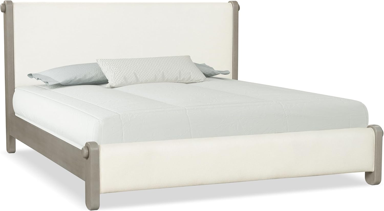 Furniture of America Nainsted Modern Wood 3-Piece Bedroom Set with Padded Headboard, USB Chargers on Nightstand, Metal Slide Glides, Rounded Edges, Box Spring Needed, Queen, White Oak