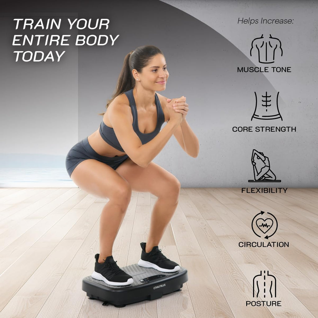 Nautilus Vibratone Pro Vibration Plate Exercise Machine for Lymphatic Drainage, Muscle Activation, Full Body Workout, Circulation, Fat Loss, Strength Training, Toning, Recovery