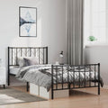 Metal Bed Frame with Footboard Black Twin Size 39.4'x78.7' Sturdy Steel Platform Bedframe Underbed Storage Space for Bedroom Guest Room