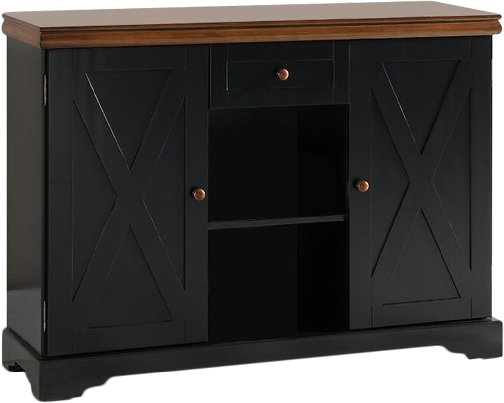Kings Brand Furniture - Wood Buffet Cabinet Console Table, Black / Walnut